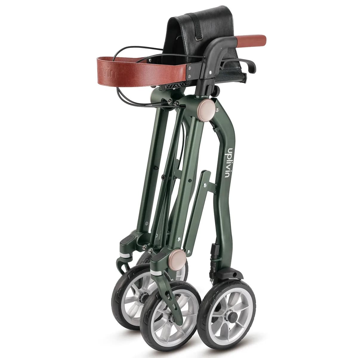 Rollator verde dobrável com quatro rodas